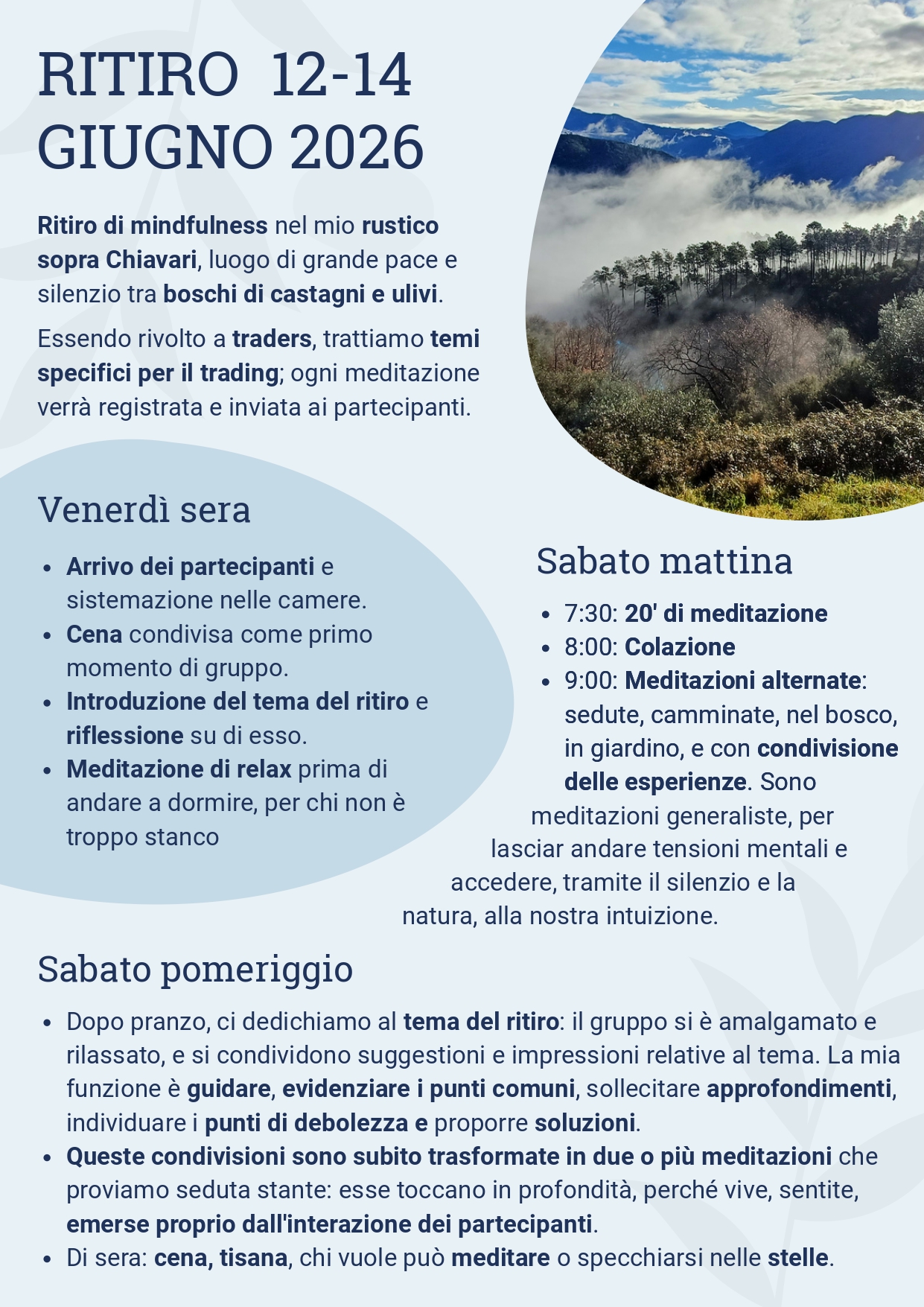 Ritiro meditazione giugno 2026 - locandina 1